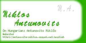 miklos antunovits business card