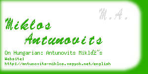 miklos antunovits business card